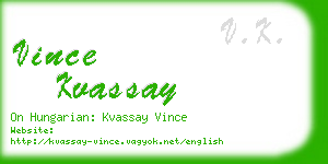 vince kvassay business card